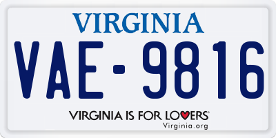 VA license plate VAE9816