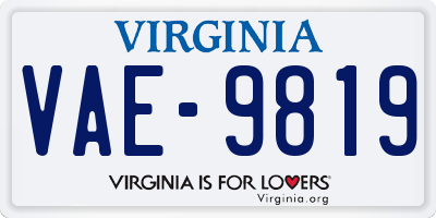 VA license plate VAE9819
