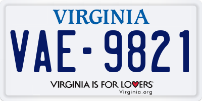 VA license plate VAE9821