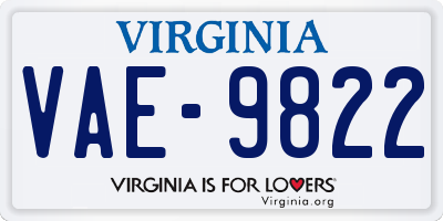 VA license plate VAE9822