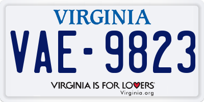 VA license plate VAE9823
