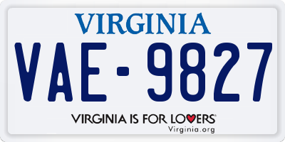 VA license plate VAE9827