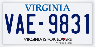 VA license plate VAE9831