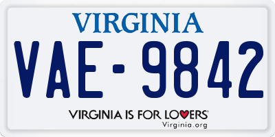 VA license plate VAE9842