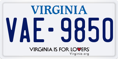 VA license plate VAE9850