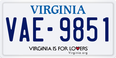 VA license plate VAE9851