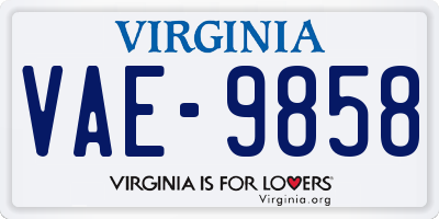 VA license plate VAE9858