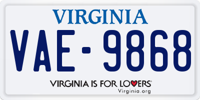 VA license plate VAE9868