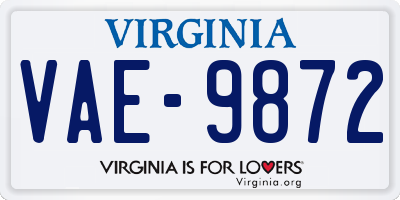 VA license plate VAE9872