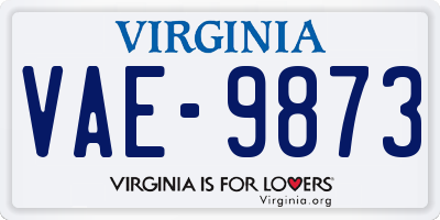 VA license plate VAE9873