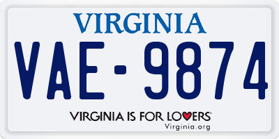 VA license plate VAE9874