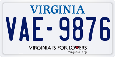 VA license plate VAE9876