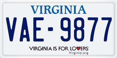 VA license plate VAE9877