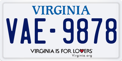 VA license plate VAE9878