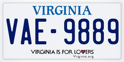 VA license plate VAE9889