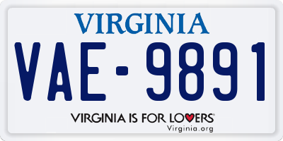 VA license plate VAE9891
