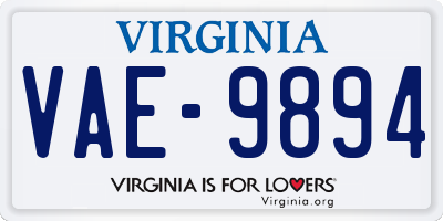 VA license plate VAE9894