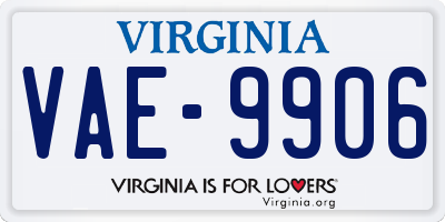 VA license plate VAE9906