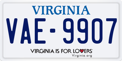VA license plate VAE9907