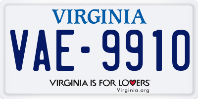 VA license plate VAE9910