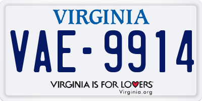 VA license plate VAE9914