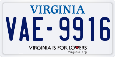 VA license plate VAE9916