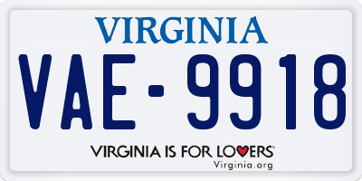 VA license plate VAE9918