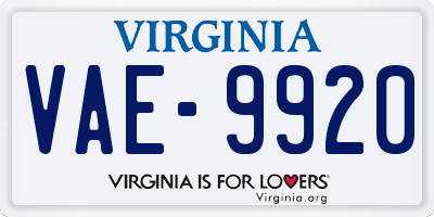 VA license plate VAE9920