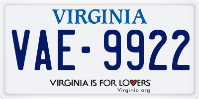 VA license plate VAE9922