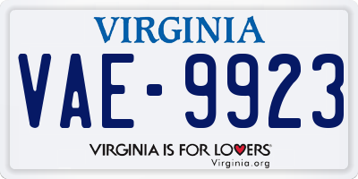 VA license plate VAE9923