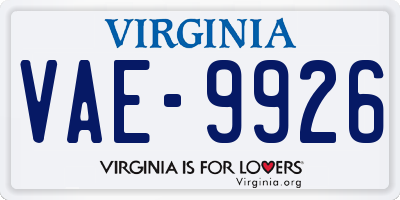 VA license plate VAE9926