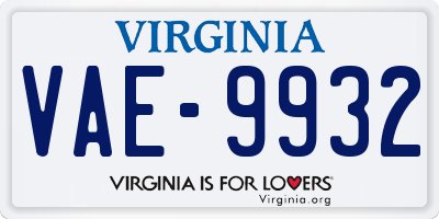 VA license plate VAE9932