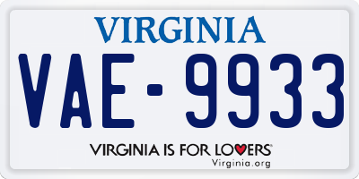 VA license plate VAE9933