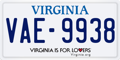 VA license plate VAE9938