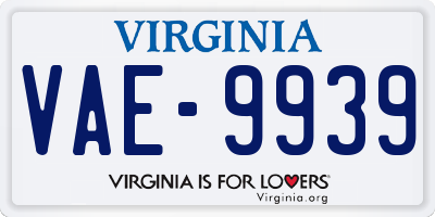 VA license plate VAE9939