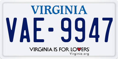 VA license plate VAE9947