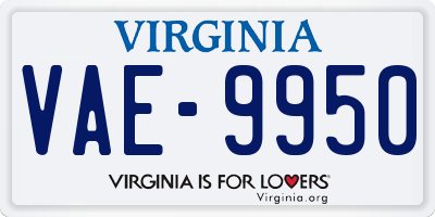 VA license plate VAE9950