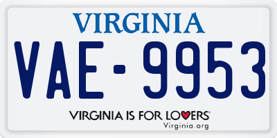 VA license plate VAE9953