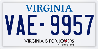 VA license plate VAE9957