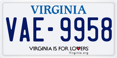 VA license plate VAE9958