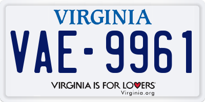 VA license plate VAE9961