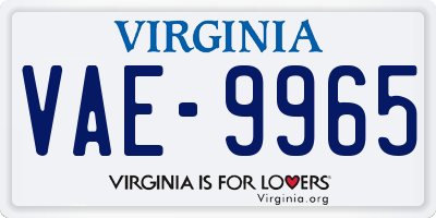 VA license plate VAE9965