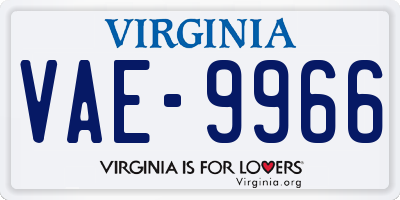 VA license plate VAE9966