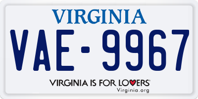 VA license plate VAE9967
