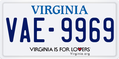 VA license plate VAE9969