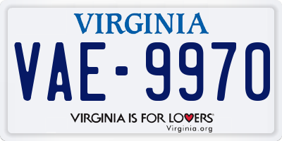 VA license plate VAE9970