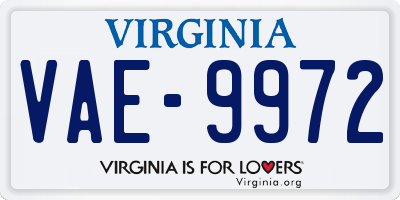 VA license plate VAE9972