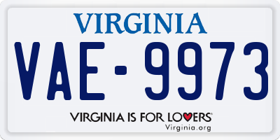 VA license plate VAE9973