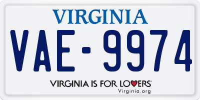 VA license plate VAE9974