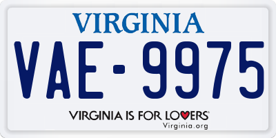 VA license plate VAE9975